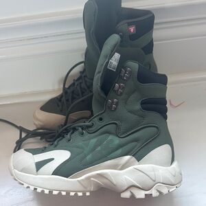 Y-3 Green Ankle Boots with Chunky Sole